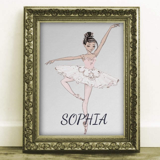 Poster Ballerina Personal Rose Silver Cheveux foncé (Créateur téléchargé)