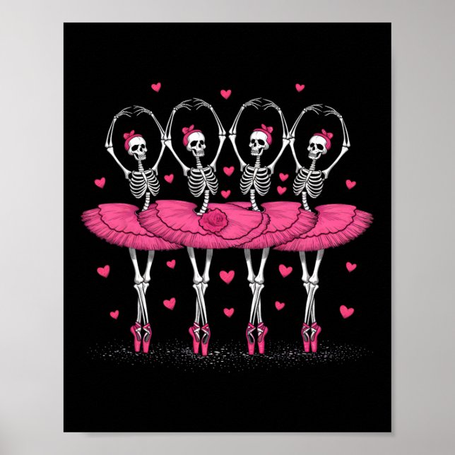 Poster Ballerina Skeleton Dance Funny Halloween Ballet (Devant)