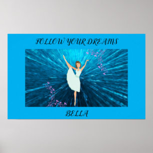 Poster Ballerina "Suivez vos rêves" avec le nom