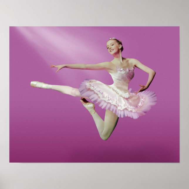 Poster Ballerina sur rose (Devant)