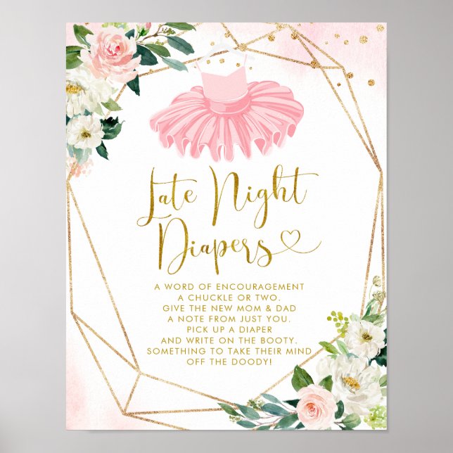 Poster Ballerina Tutu Baby shower couche tard dans la nui (Devant)