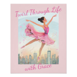 Poster Ballerina Whimsical Twirling sur les lumières de l