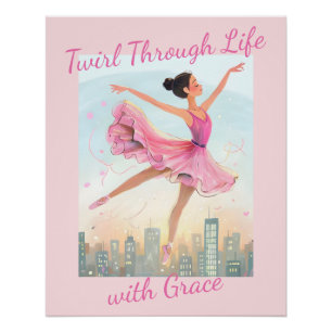 Poster Ballerina Whimsical Twirling sur les lumières de l