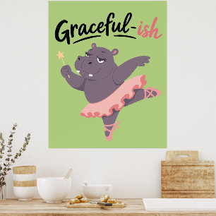 Poster Ballerine Hippopotame Plutôt Gracieuse