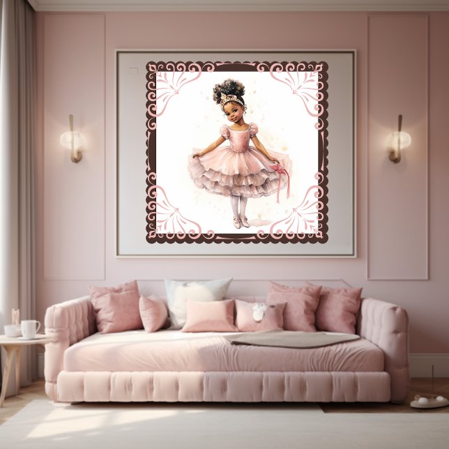 Poster Ballerine noire, Tutu rose, Couronne or (Créateur téléchargé)
