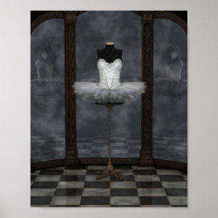 Poster Ballet classique blanc Tutu réflexions