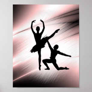 Poster Ballet Couple Danse Accent rose