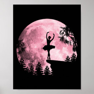 Poster Ballet Danser rose Pleine Lune Ballerina Fille