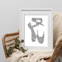Ballet Pointe Chaussure Typographie noir et blanc