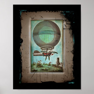 Poster Ballon à air chaud au-dessus du port