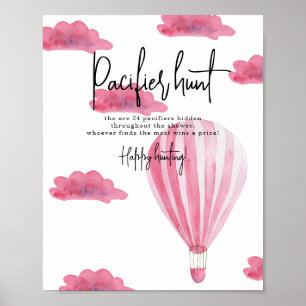 Poster Ballon à air chaud - baby shower de chasse au Paci