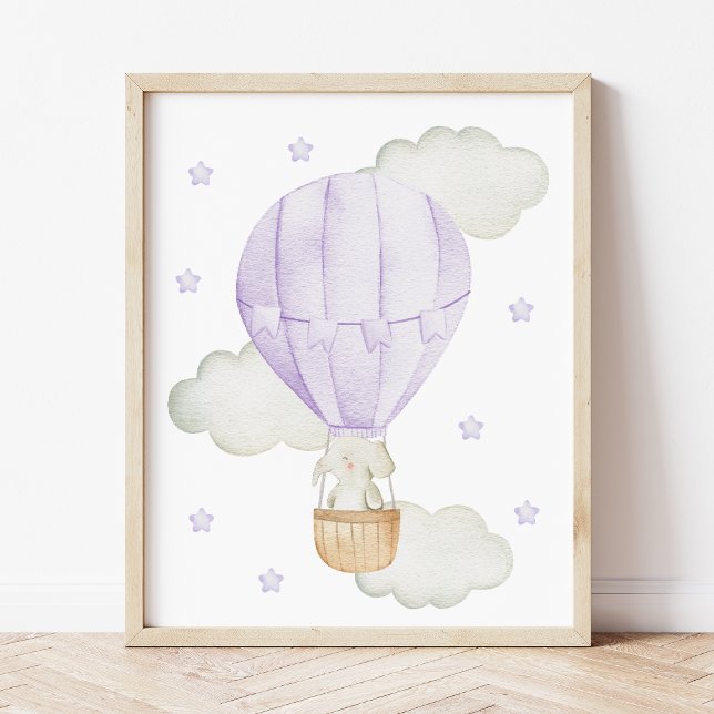 Poster Ballon Aerostatique Violet Chaud, Animaux, Éléphan (Créateur téléchargé)