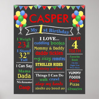 POSTER BALLON ANNIVERSAIRE DU CLAVIER - COULEURS PRIMAIRE