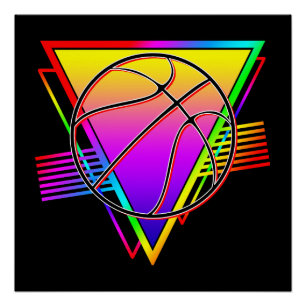 Poster Ballon de basket-ball rétro moderne