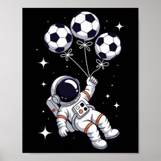 Poster Ballon de foot Ll Astronaute Flottant Spationaute 