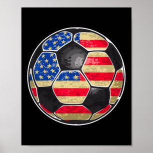 Poster Ballon de football patriotique Drapeau Usa