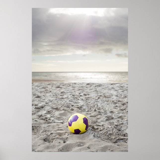 Poster ballon de football sur la plage de ballybunion (Devant)