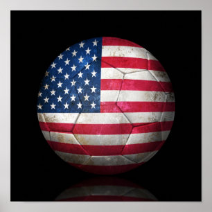 Poster Ballon de football usé du football de drapeau