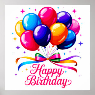 Poster Ballon Joyeux Anniversaire