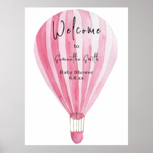 Poster Ballon rose Bienvenue