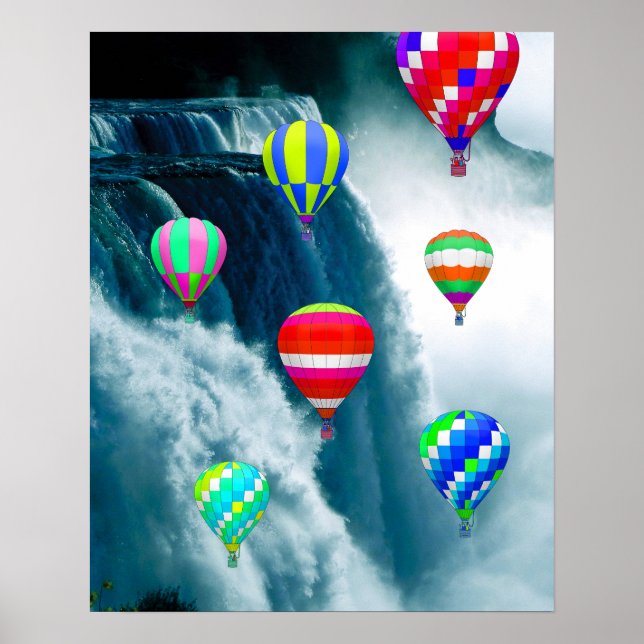 Poster Ballons à air chaud au-dessus des chutes du Niagar (Devant)