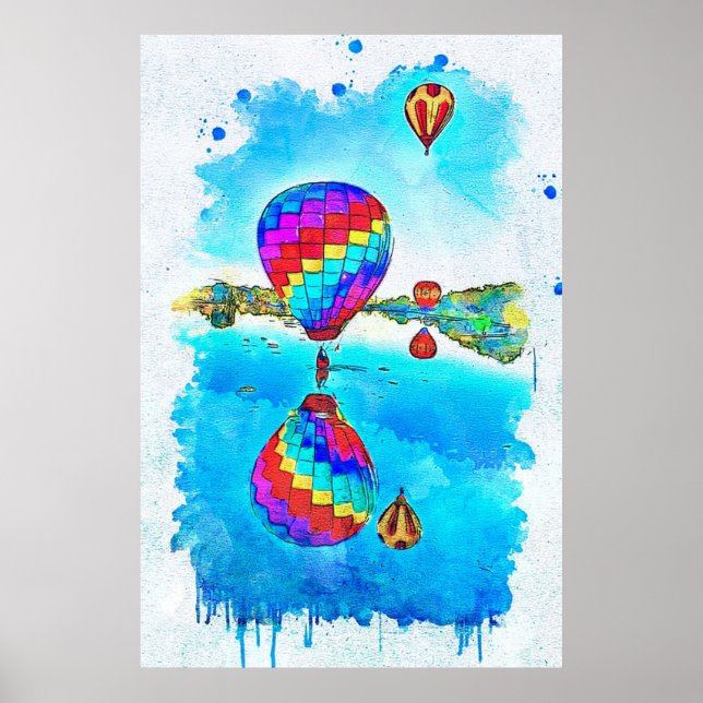 Poster Ballons à air chaud en vol (Devant)