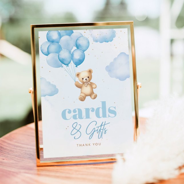 Poster Ballons bleu ours en peluche Cartes et cadeaux (Créateur téléchargé)