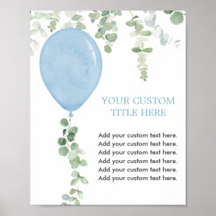 Poster Ballons bleus vert panneau personnalisé faire votr