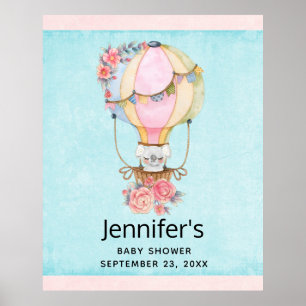 Poster Ballons d'air chaud mignon avec l'affiche d'aquare