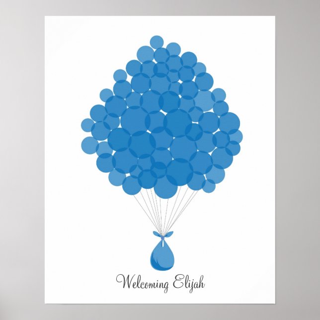 Poster Ballons de signature pour bébé - Bleu (Devant)