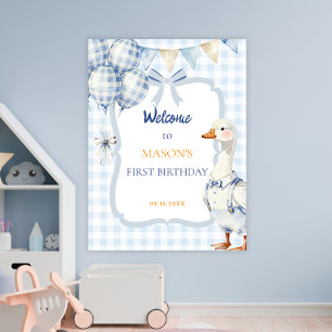 Poster Ballons d'oie de fête garçon premier anniversaire 