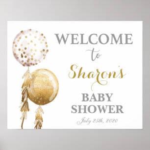Poster Ballons d'or baby shower signe de bienvenue