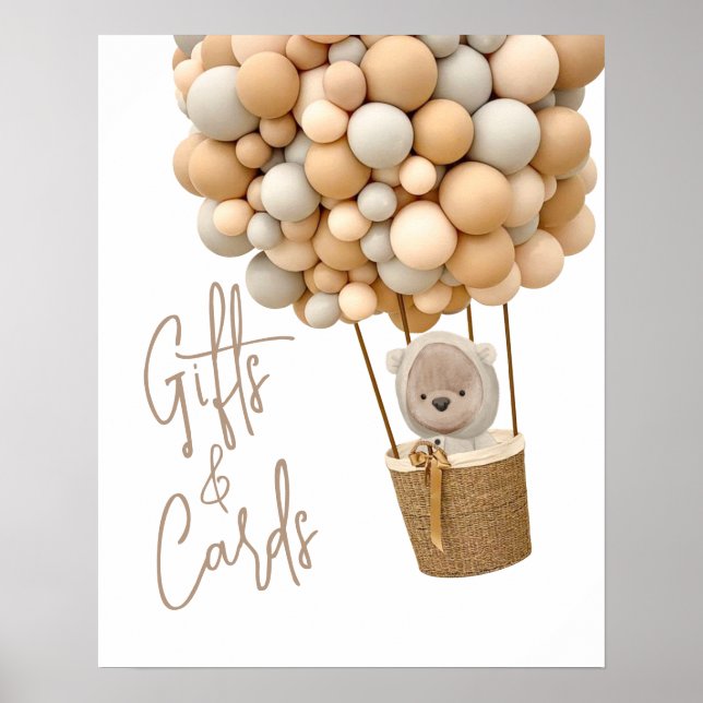 Poster Ballons d'ours Baby shower moderne Cadeaux et cart (Devant)