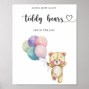 Poster Ballons d'ours en peluche - devinez combien de nou