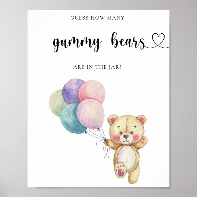 Poster Ballons d'ours en peluche - devinez combien d'ours (Devant)