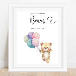 Poster Ballons d'ours en peluche - devinez combien d'ours