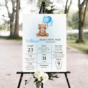 Poster Ballons d'ours en peluche Premier anniversaire Jal
