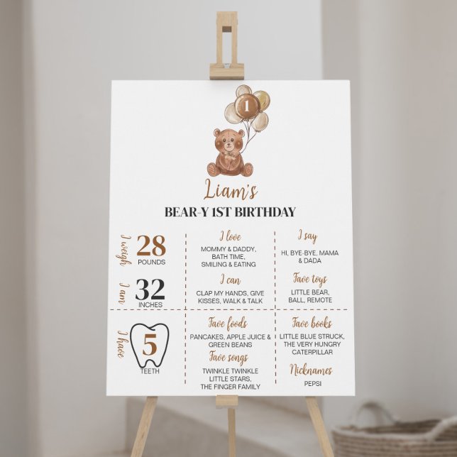 Poster Ballons d'ours en peluche Premier anniversaire Jal (Créateur téléchargé)