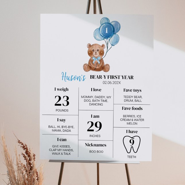 Poster Ballons d'ours en peluche Premier anniversaire Jal (Créateur téléchargé)