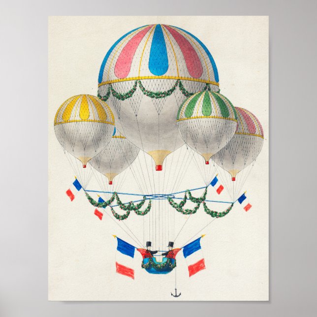 Poster Ballons et drapeau français (Devant)