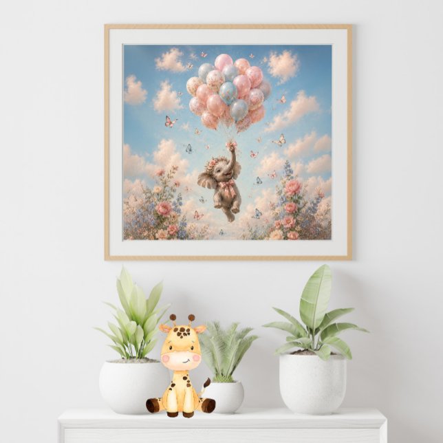 Poster Ballons flottants éléphant bébé (Créateur téléchargé)