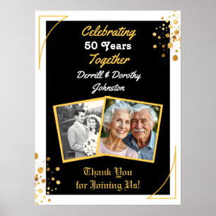 Poster Ballons noirs et or 50e anniversaire
