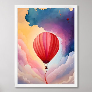Poster ballons peinture à air chaud nuage coloré aquarell