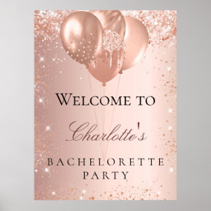 Poster Ballons rose gold pour enterrement de vie de jeune