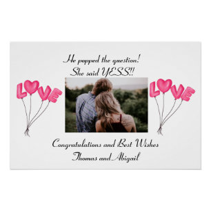 Poster Ballons roses d'engagement amour Photo