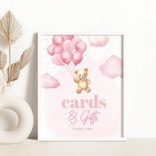 Poster Ballons roses en peluche Cartes et cadeaux