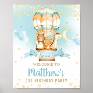 Poster Balloon à air chaud Anniversaire Animaux mignons B