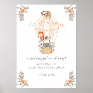 Poster Balloon à air chaud mignon Animaux Giraffe Sloth Z