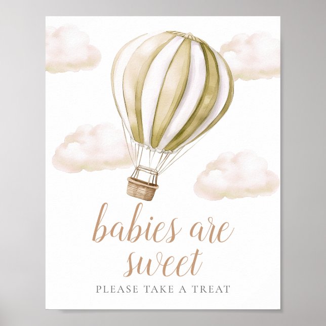 Poster Balloon Baby Shower Sweet Favors Sign (Devant)