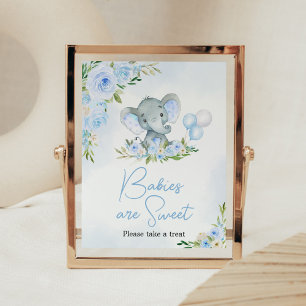 Poster Balloon bleu Floral Elephant Baby sont doux